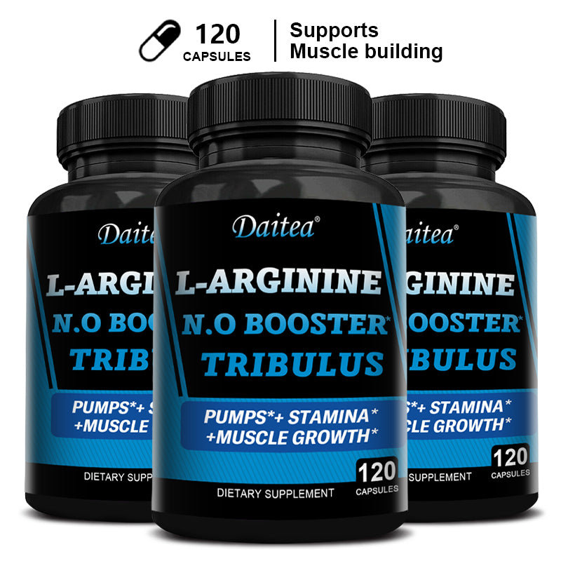 Daitea® L-Arginine N.O. Booster with Tribulus – Extra Strength Nitric Oxide Supplement for Muscle Pumps, Stamina & Growth