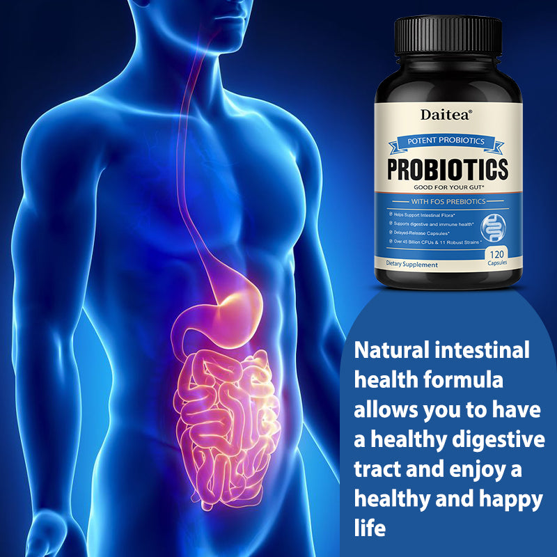 Daitea® Potent Probiotics 45 Billion CFUs – 11 Robust Strains with FOS Prebiotics for Digestive & Immune Health