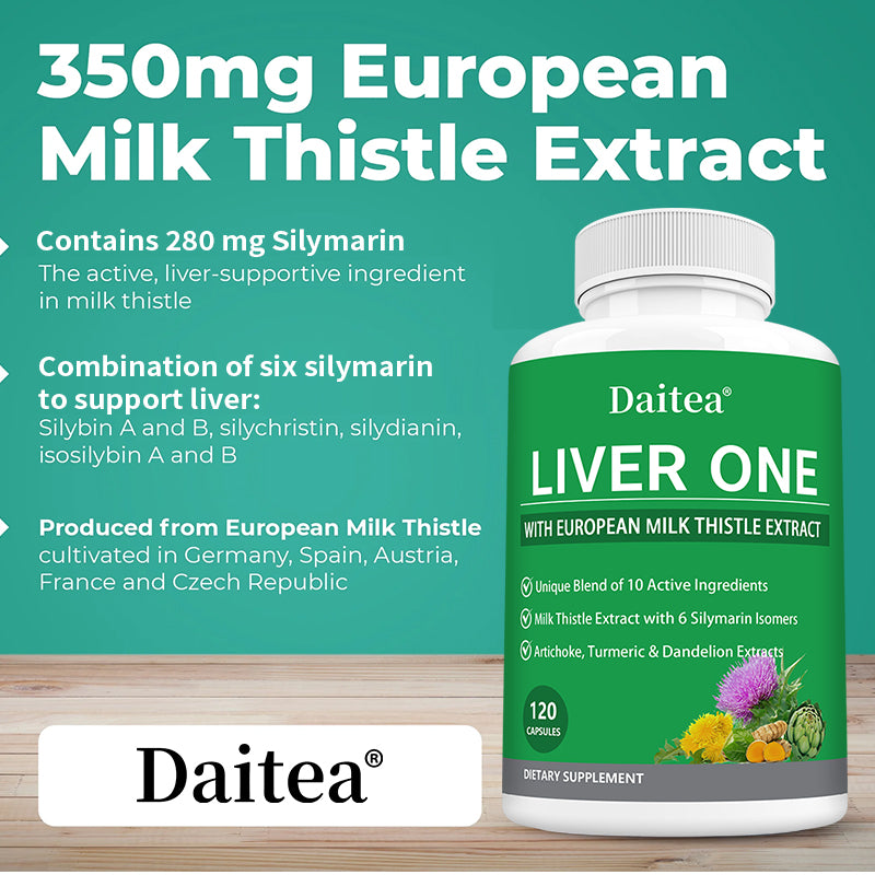 Daitea® Liver One 120 Capsules | European Milk Thistle Extract & 10 Active Ingredients