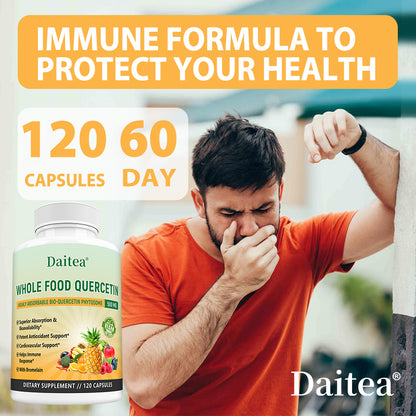 Daitea® Whole Food Quercetin 500mg | Highly Absorbable Bio-Quercetin Phytosome with Bromelain (30 Capsules)