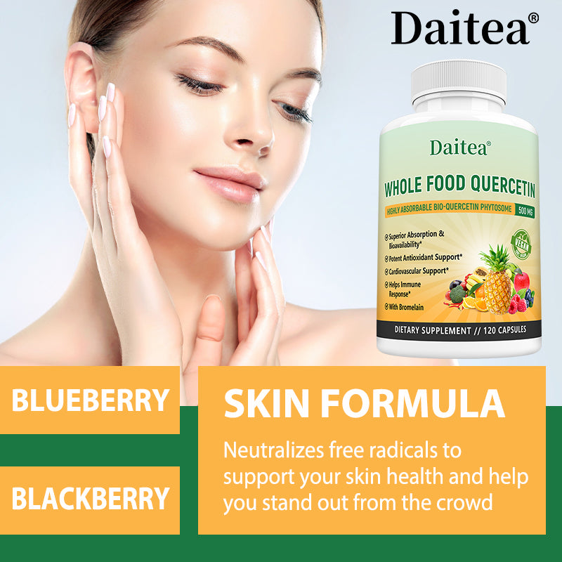 Daitea® Whole Food Quercetin 500mg | Highly Absorbable Bio-Quercetin Phytosome with Bromelain (30 Capsules)