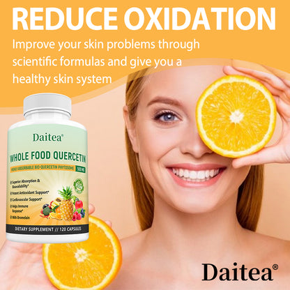 Daitea® Whole Food Quercetin 500mg | Highly Absorbable Bio-Quercetin Phytosome with Bromelain (30 Capsules)