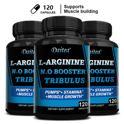 Daitea L-Arginine & Tribulus Performance Support | Energy, Stamina & Workout Pump | 120 Capsules