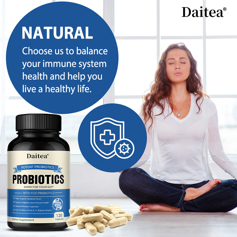 Daitea® Potent Probiotics 45 Billion CFUs – 11 Robust Strains with FOS Prebiotics for Digestive & Immune Health