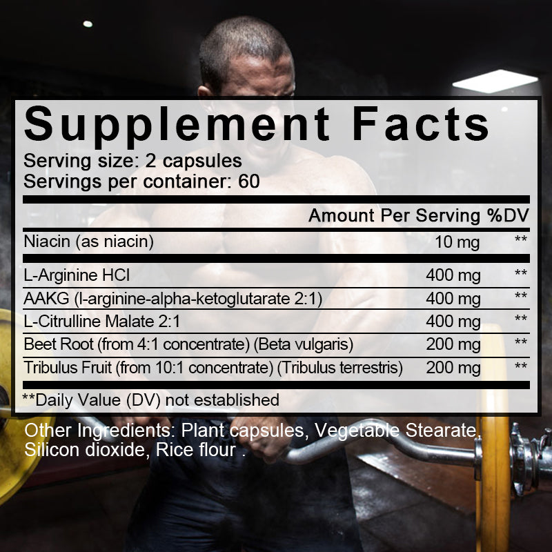 Daitea® L-Arginine N.O. Booster with Tribulus – Extra Strength Nitric Oxide Supplement for Muscle Pumps, Stamina & Growth