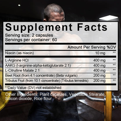 Daitea® L-Arginine N.O. Booster with Tribulus – Extra Strength Nitric Oxide Supplement for Muscle Pumps, Stamina & Growth