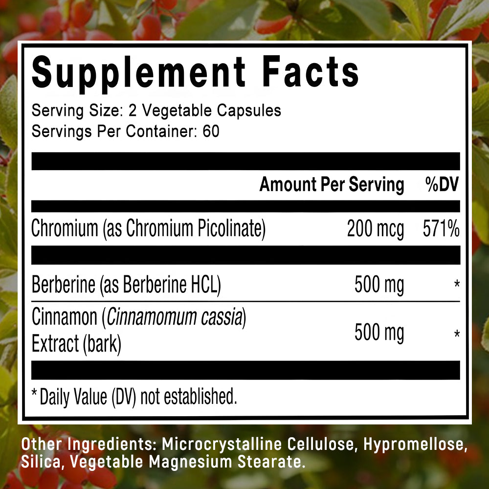 Daitea® Premium Berberine 500mg | Glucose & Metabolism Formula with Cinnamon Bark Extract & Chromium