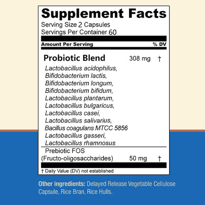 Daitea Potent Probiotics 45 Billion CFU with FOS Prebiotics – 120 Delayed-Release Capsules