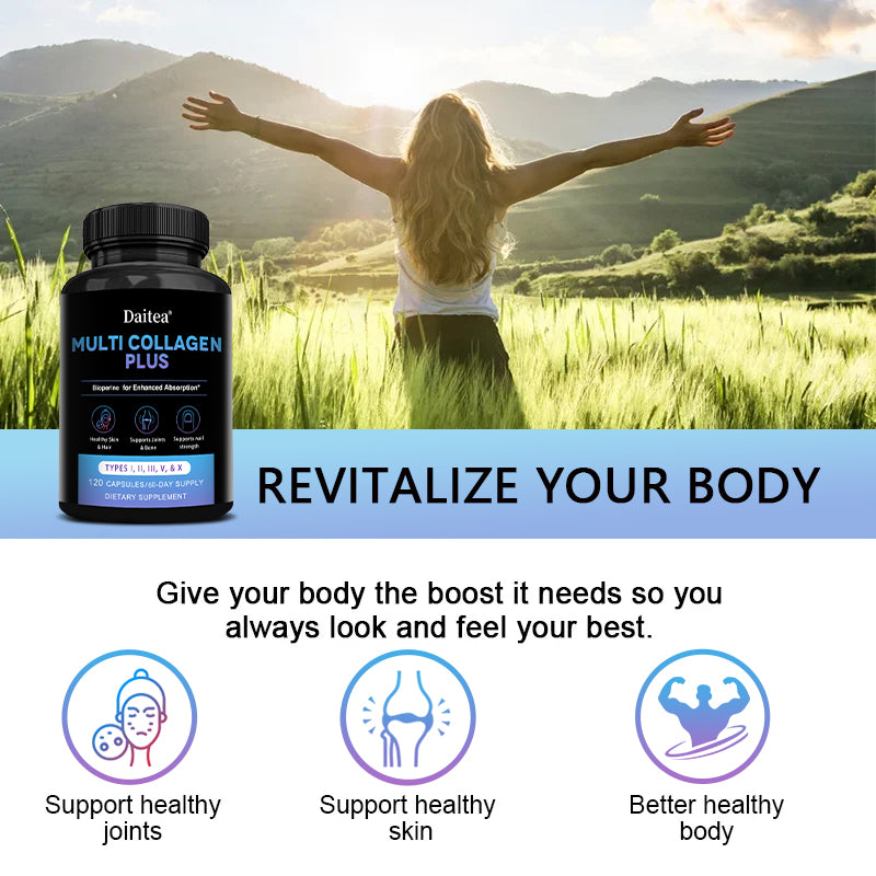 Daitea® Multi Collagen Plus | Types I, II, III, V & X with BioPerine for Enhanced Absorption