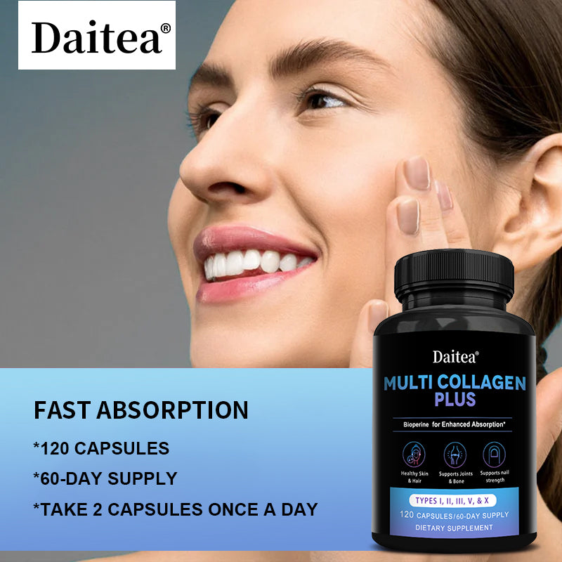 Daitea® Multi Collagen Plus | Types I, II, III, V & X with BioPerine for Enhanced Absorption