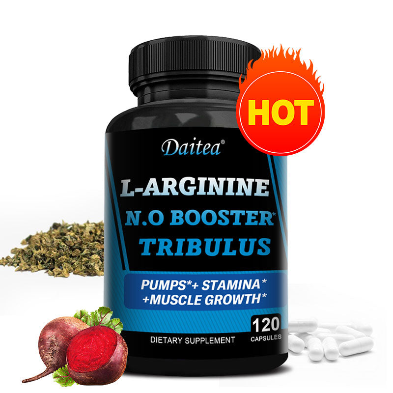 Daitea L-Arginine & Tribulus Performance Support | Energy, Stamina & Workout Pump | 120 Capsules