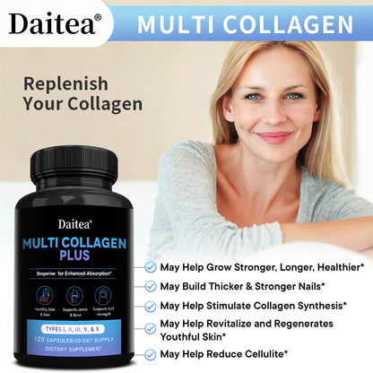 Daitea® Multi Collagen Plus | Types I, II, III, V & X with BioPerine for Enhanced Absorption