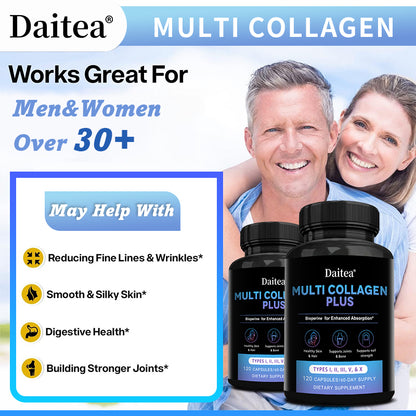 Daitea® Multi Collagen Plus | Types I, II, III, V & X with BioPerine for Enhanced Absorption
