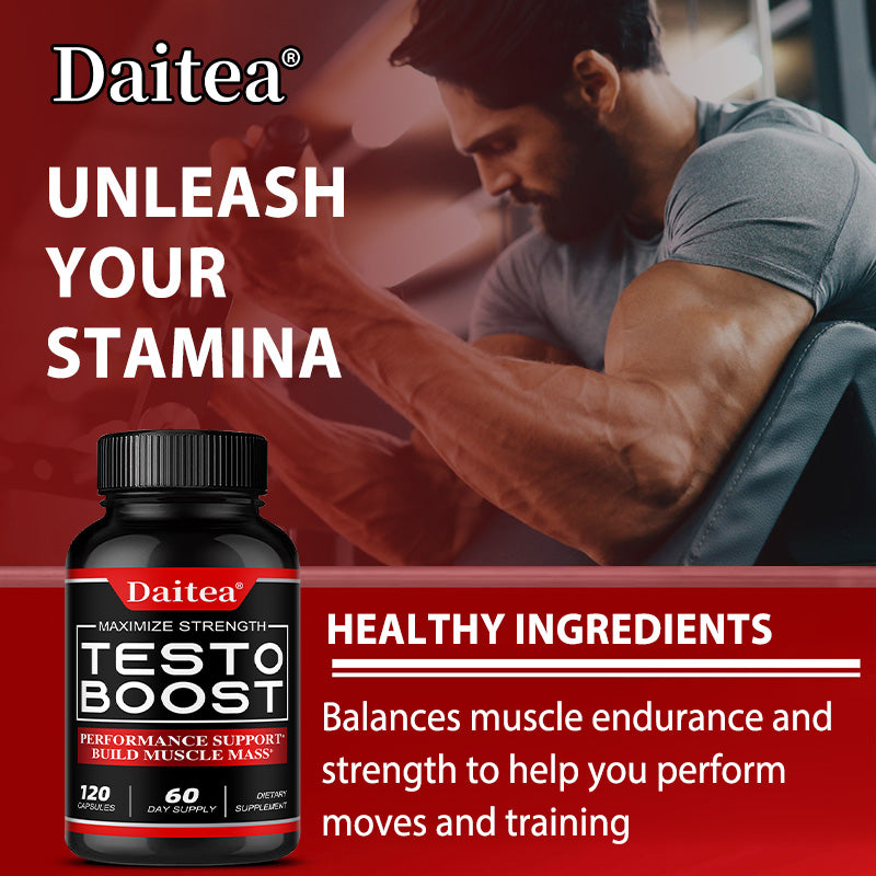 Daitea® Testo Boost Maximize Strength | Performance Support & Build Muscle Mass (120 Capsules)