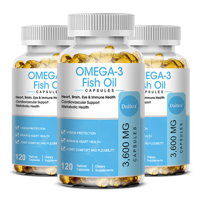 Omega-3 Fish Oil 3600mg – High Potency EPA DHA Capsules for Heart, Brain & Eye Health – 120 Softgels