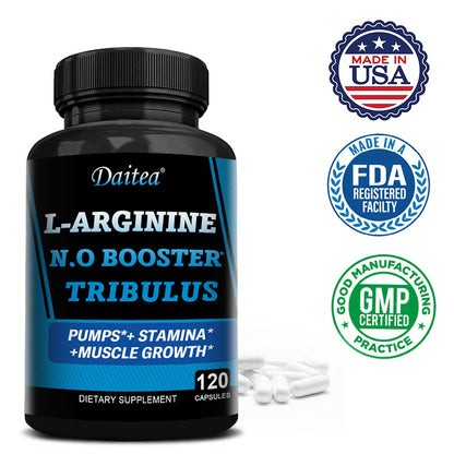 Daitea L-Arginine & Tribulus Performance Support | Energy, Stamina & Workout Pump | 120 Capsules