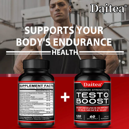 Daitea® Testo Boost Maximize Strength | Performance Support & Build Muscle Mass (120 Capsules)
