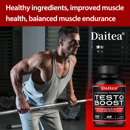 Daitea® Testo Boost Maximize Strength | Performance Support & Build Muscle Mass (120 Capsules)