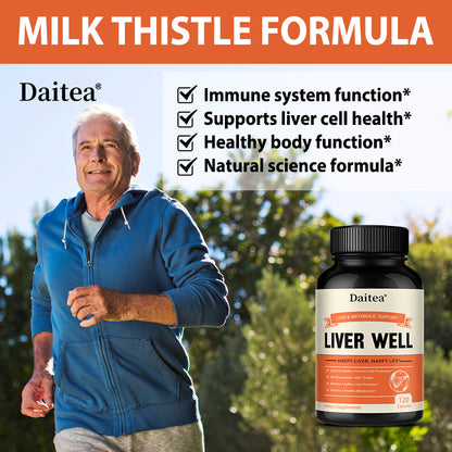 Daitea® Liver Well | Liver & Metabolic Support with Bioavailable Milk And Thistle (120 Capsules)