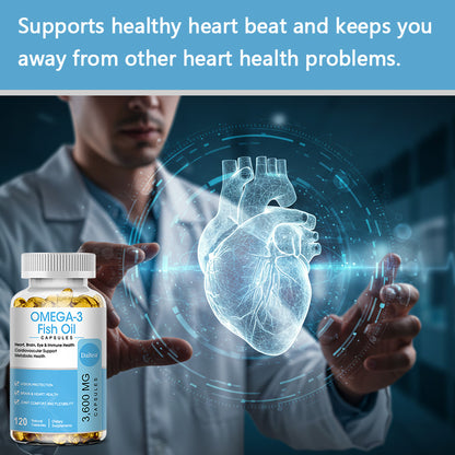 Omega-3 Fish Oil 3600mg – High Potency EPA DHA Capsules for Heart, Brain & Eye Health – 120 Softgels