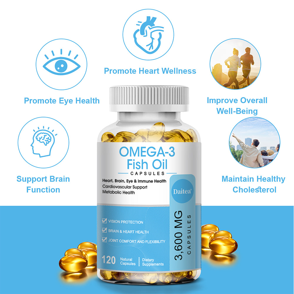 Omega-3 Fish Oil 3600mg – High Potency EPA DHA Capsules for Heart, Brain & Eye Health – 120 Softgels