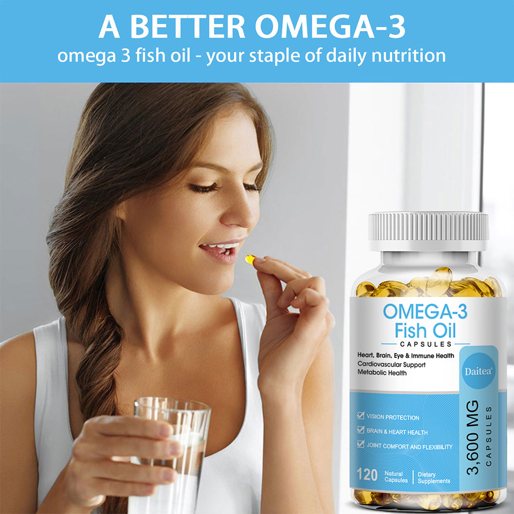 Omega-3 Fish Oil 3600mg – High Potency EPA DHA Capsules for Heart, Brain & Eye Health – 120 Softgels
