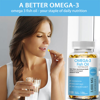 Omega-3 Fish Oil 3600mg – High Potency EPA DHA Capsules for Heart, Brain & Eye Health – 120 Softgels