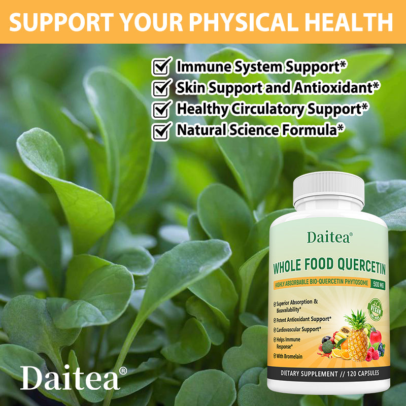 Daitea® Whole Food Quercetin 500mg | Highly Absorbable Bio-Quercetin Phytosome with Bromelain (30 Capsules)