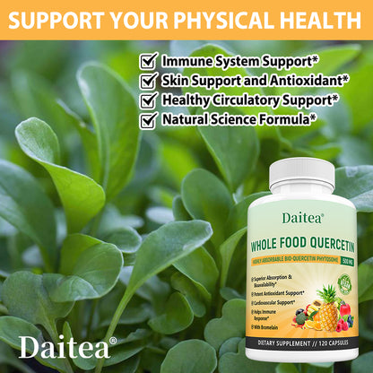 Daitea® Whole Food Quercetin 500mg | Highly Absorbable Bio-Quercetin Phytosome with Bromelain (30 Capsules)