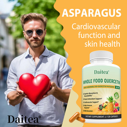 Daitea® Whole Food Quercetin 500mg | Highly Absorbable Bio-Quercetin Phytosome with Bromelain (30 Capsules)