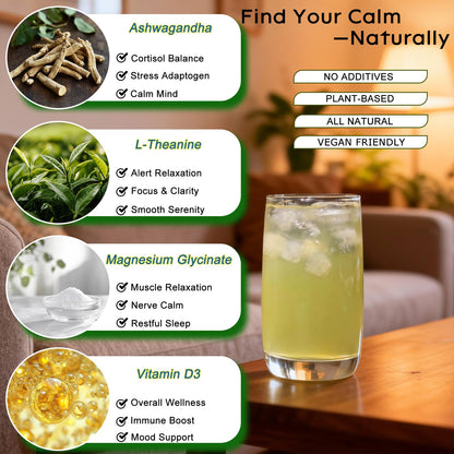 Cortisol Calm Drink Mix | Relaxation, Stress Support & Mental Focus | 30 Stick Packs