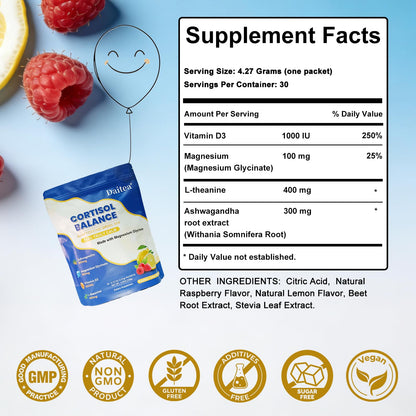 Cortisol Calm Drink Mix | Relaxation, Stress Support & Mental Focus | 30 Stick Packs