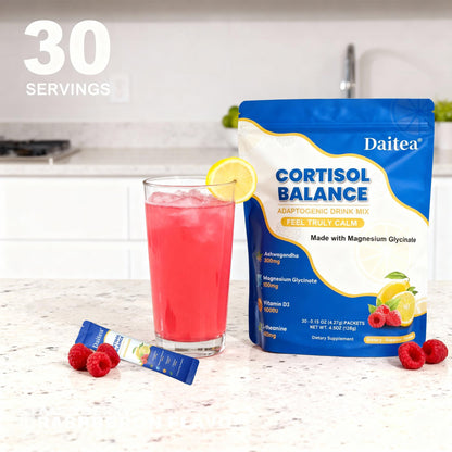 Cortisol Calm Drink Mix | Relaxation, Stress Support & Mental Focus | 30 Stick Packs