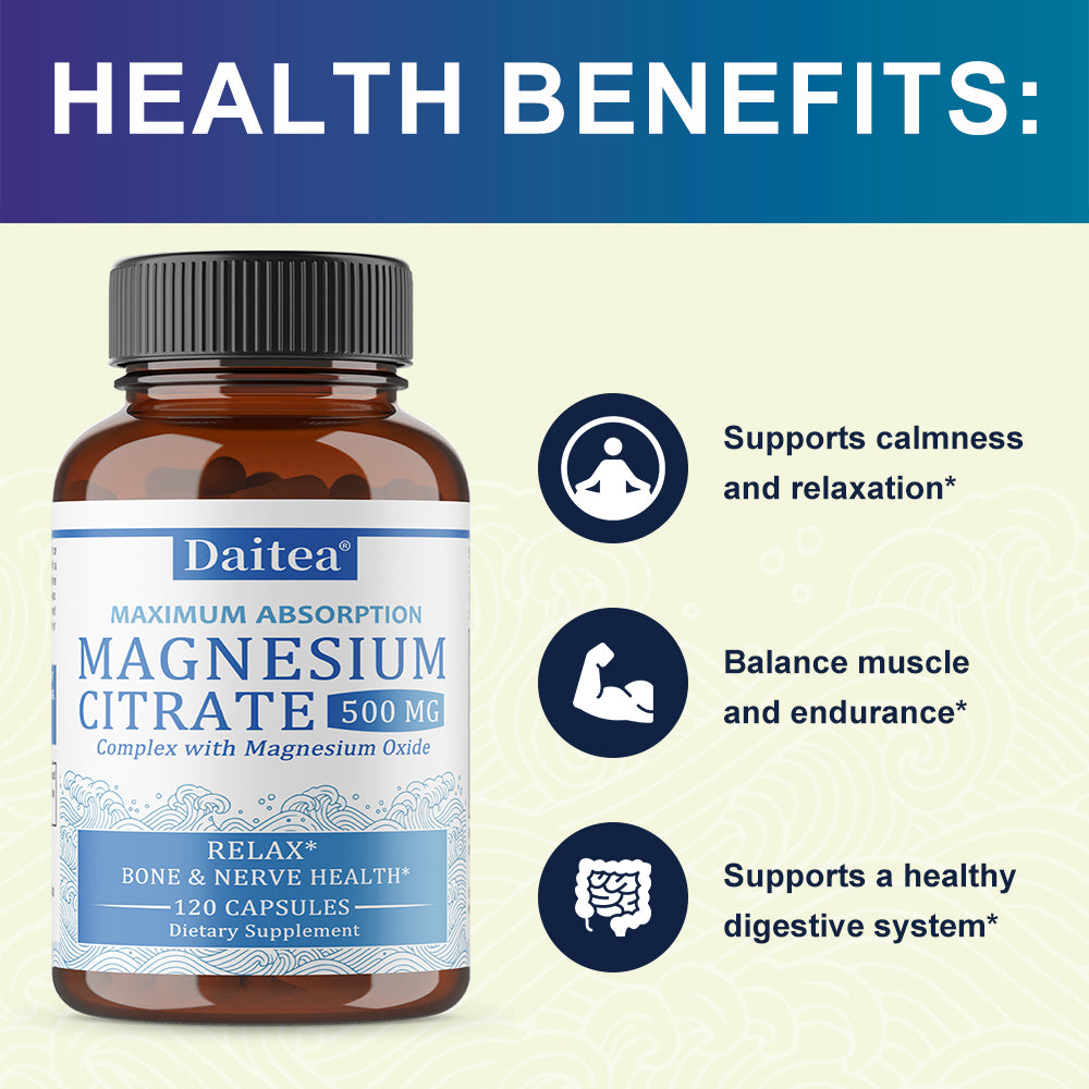 Daitea® Magnesium Citrate Complex | Maximum Absorption with Magnesium Oxide for Bone & Nerve Health