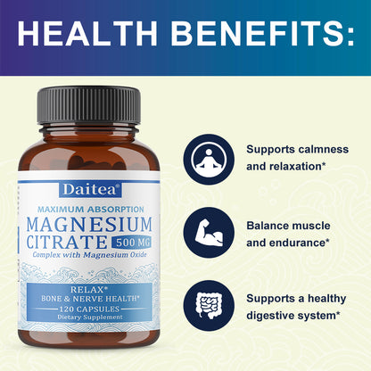 Daitea® Magnesium Citrate Complex | Maximum Absorption with Magnesium Oxide for Bone & Nerve Health