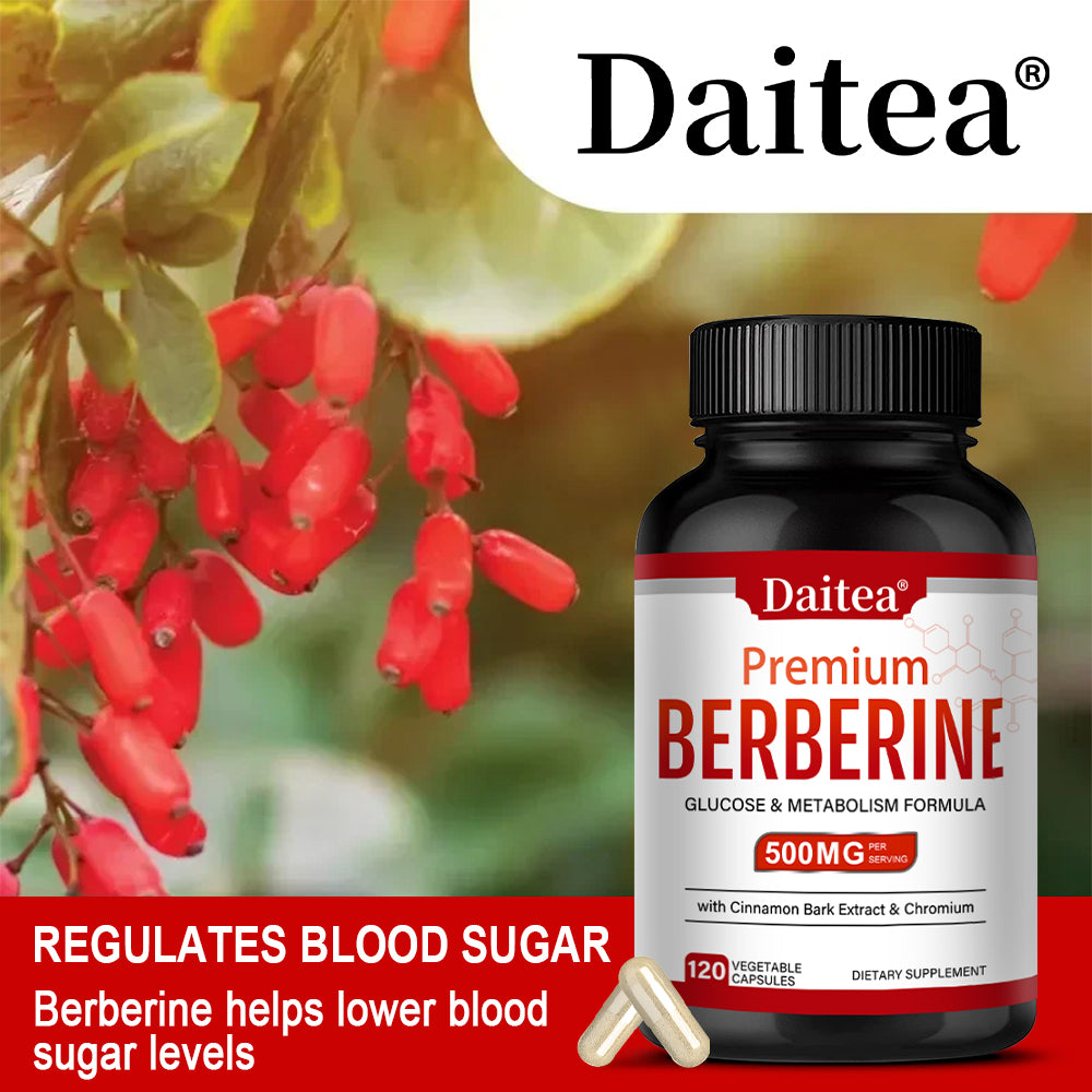 Daitea® Premium Berberine 500mg | Glucose & Metabolism Formula with Cinnamon Bark Extract & Chromium