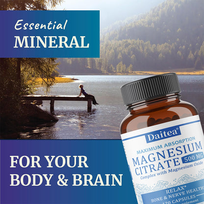 Daitea® Magnesium Citrate Complex | Maximum Absorption with Magnesium Oxide for Bone & Nerve Health