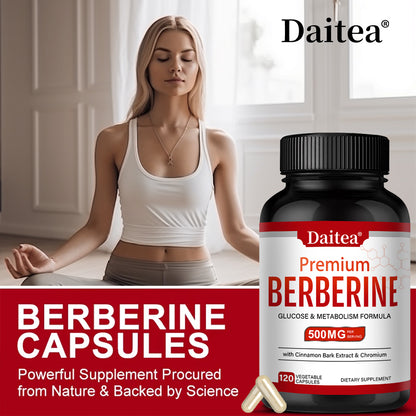 Daitea® Premium Berberine 500mg | Glucose & Metabolism Formula with Cinnamon Bark Extract & Chromium