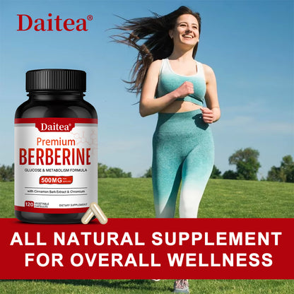 Daitea® Premium Berberine 500mg | Glucose & Metabolism Formula with Cinnamon Bark Extract & Chromium