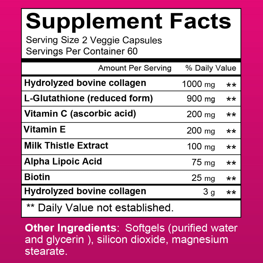 5-Type Collagen Complex 2500mg – Reduce Wrinkles, Support Skin Elasticity, Hair Growth & Joint Strength – 120 Capsules