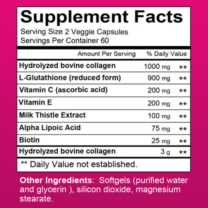 5-Type Collagen Complex 2500mg – Reduce Wrinkles, Support Skin Elasticity, Hair Growth & Joint Strength – 120 Capsules