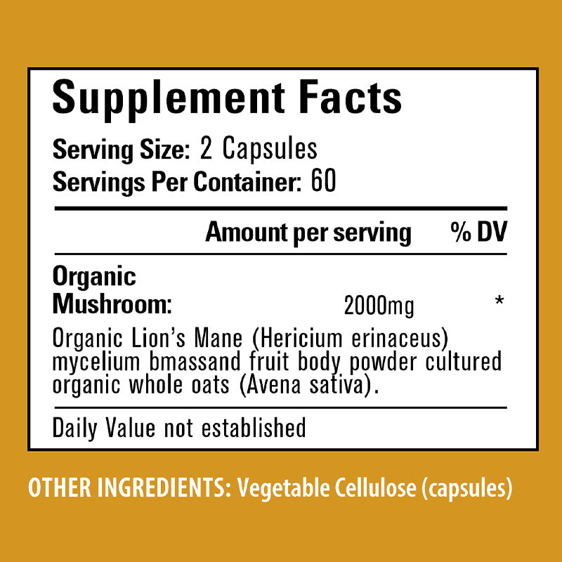 Daitea® Lion's Mane Mushroom Superfood | Daily Boost Capsules for Memory, Focus & Nerve Health