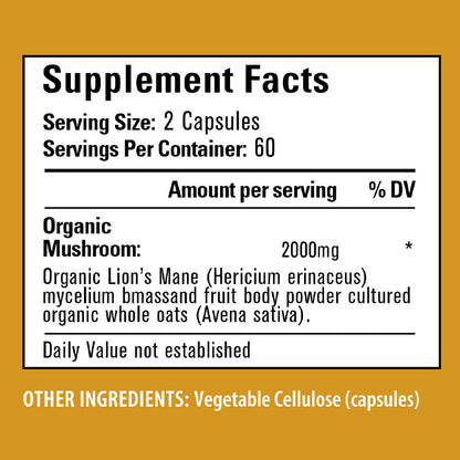 Daitea® Lion's Mane Mushroom Superfood | Daily Boost Capsules for Memory, Focus & Nerve Health