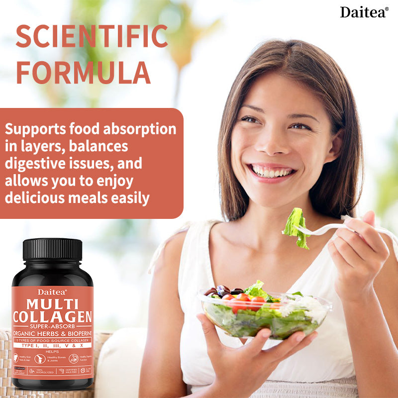 Daitea® Multi Collagen Super-Absorb | Types I, II, III, V & X with Organic Herbs & BioPerine