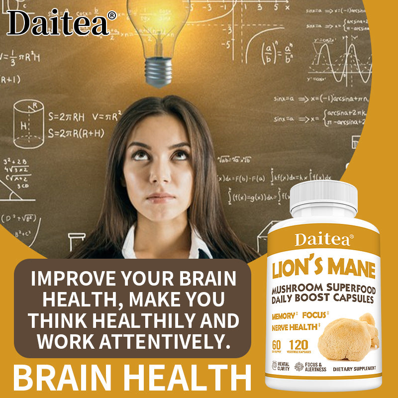 Daitea® Lion's Mane Mushroom Superfood | Daily Boost Capsules for Memory, Focus & Nerve Health