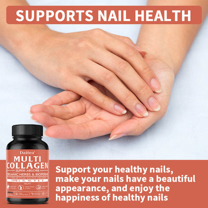 Daitea® Multi Collagen Super-Absorb | Types I, II, III, V & X with Organic Herbs & BioPerine