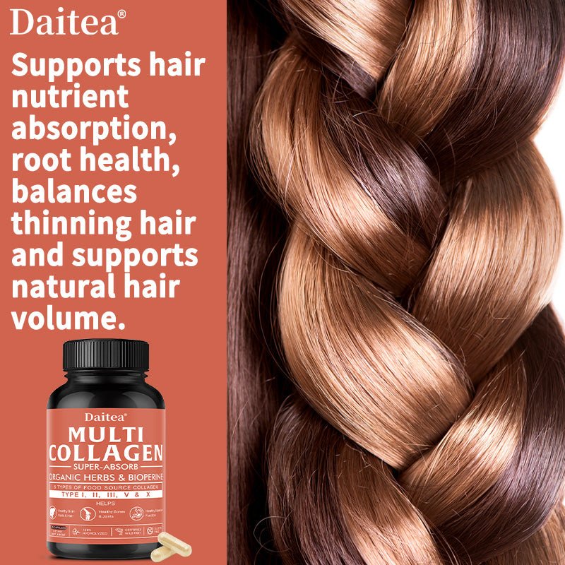Daitea® Multi Collagen Super-Absorb | Types I, II, III, V & X with Organic Herbs & BioPerine