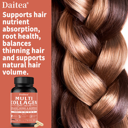 Daitea® Multi Collagen Super-Absorb | Types I, II, III, V & X with Organic Herbs & BioPerine