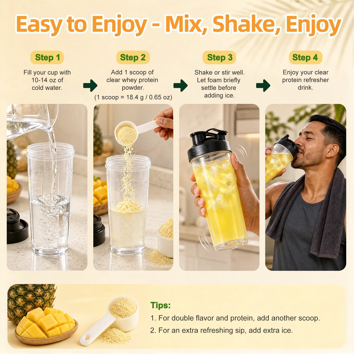 Clear Protein Refresher Drink Mix – Mango Pineapple