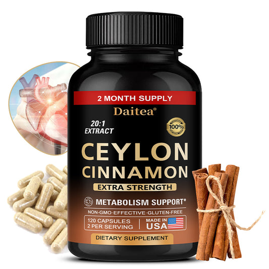Daitea® Ceylon Cinnamon 20:1 Extract Capsules – Extra Strength Metabolism & Blood Sugar Support Supplement (120 Capsules)